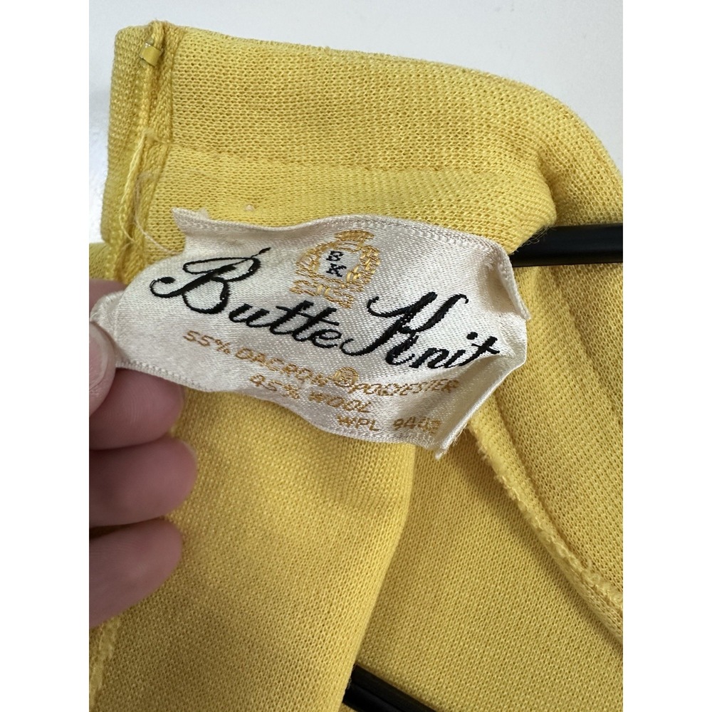 1970's Vintage Butte Knit Yellow Mustard‎ Dress Womens Size Small/Medium - Picture 7 of 12